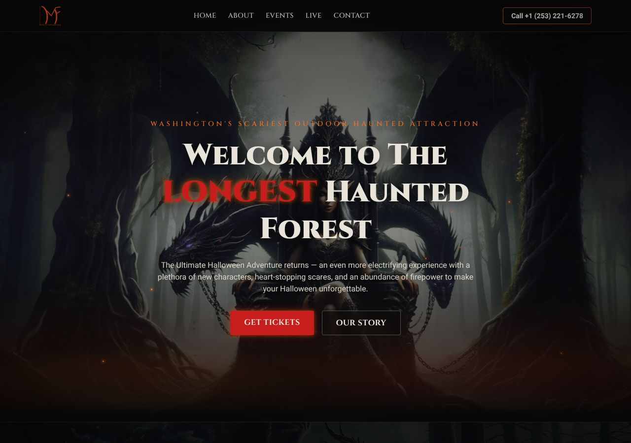 Homepage snapshot of My Haunted Forest
