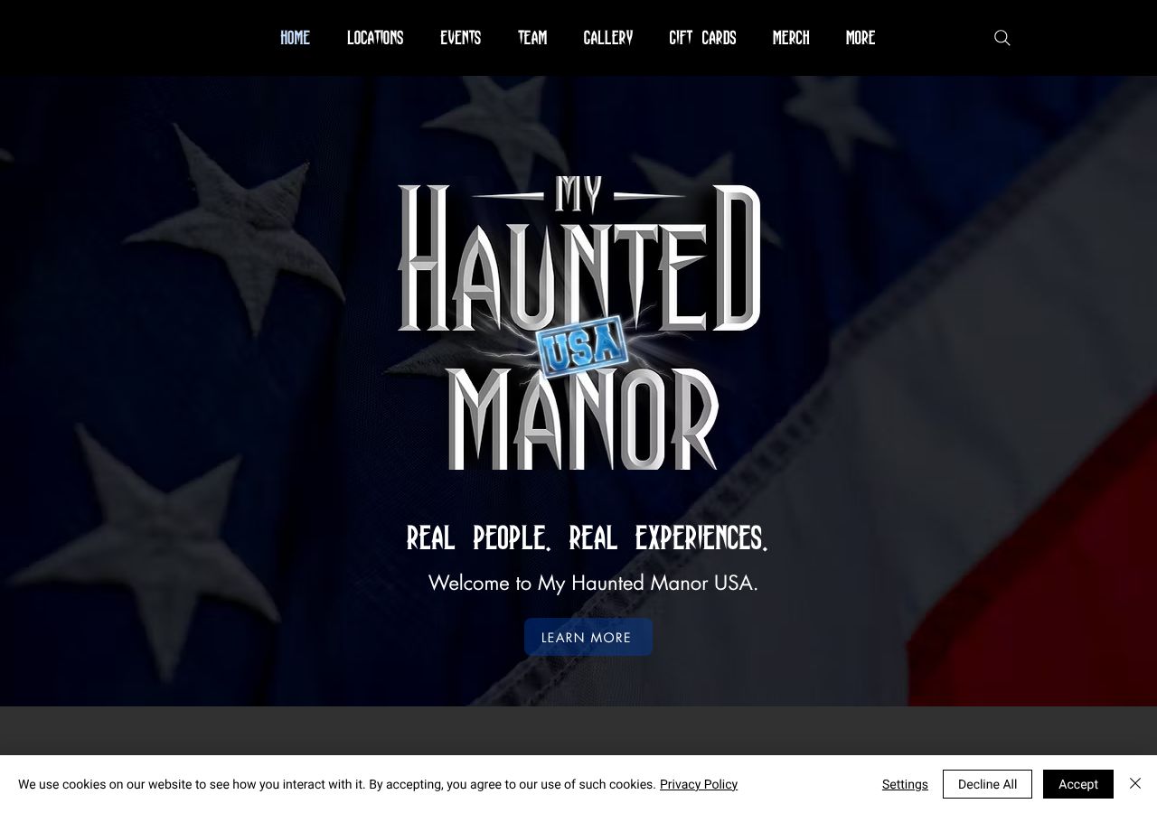 Homepage snapshot of My Haunted Manor USA