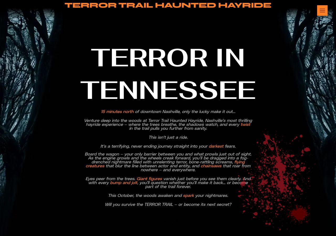 Homepage snapshot of Nashvilles Haunted Hayride - Terror Trail