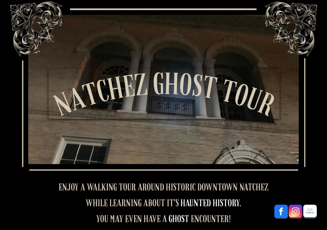 Homepage snapshot of Natchez Ghost Tour