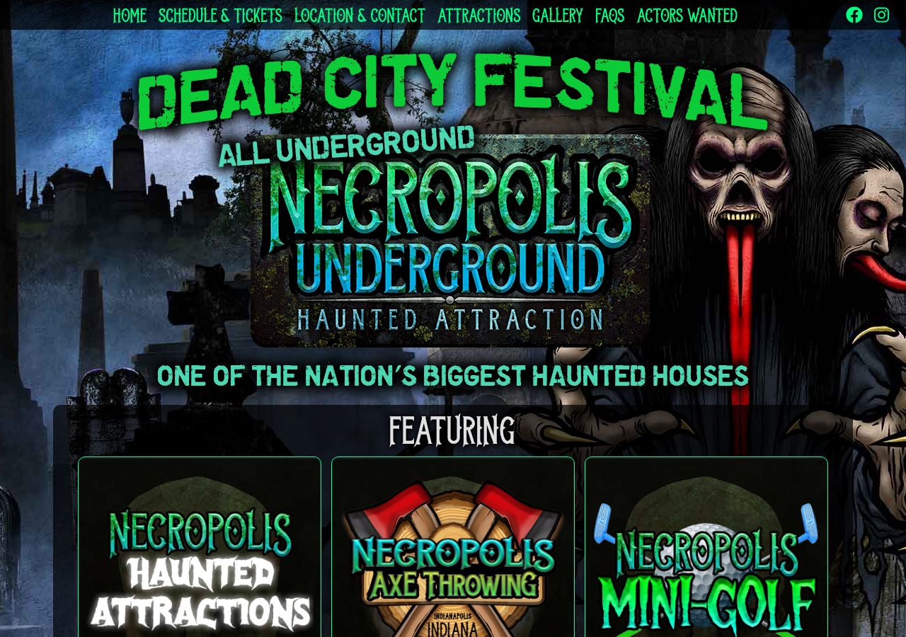Homepage snapshot of Necropolis Underground Haunted Attraction