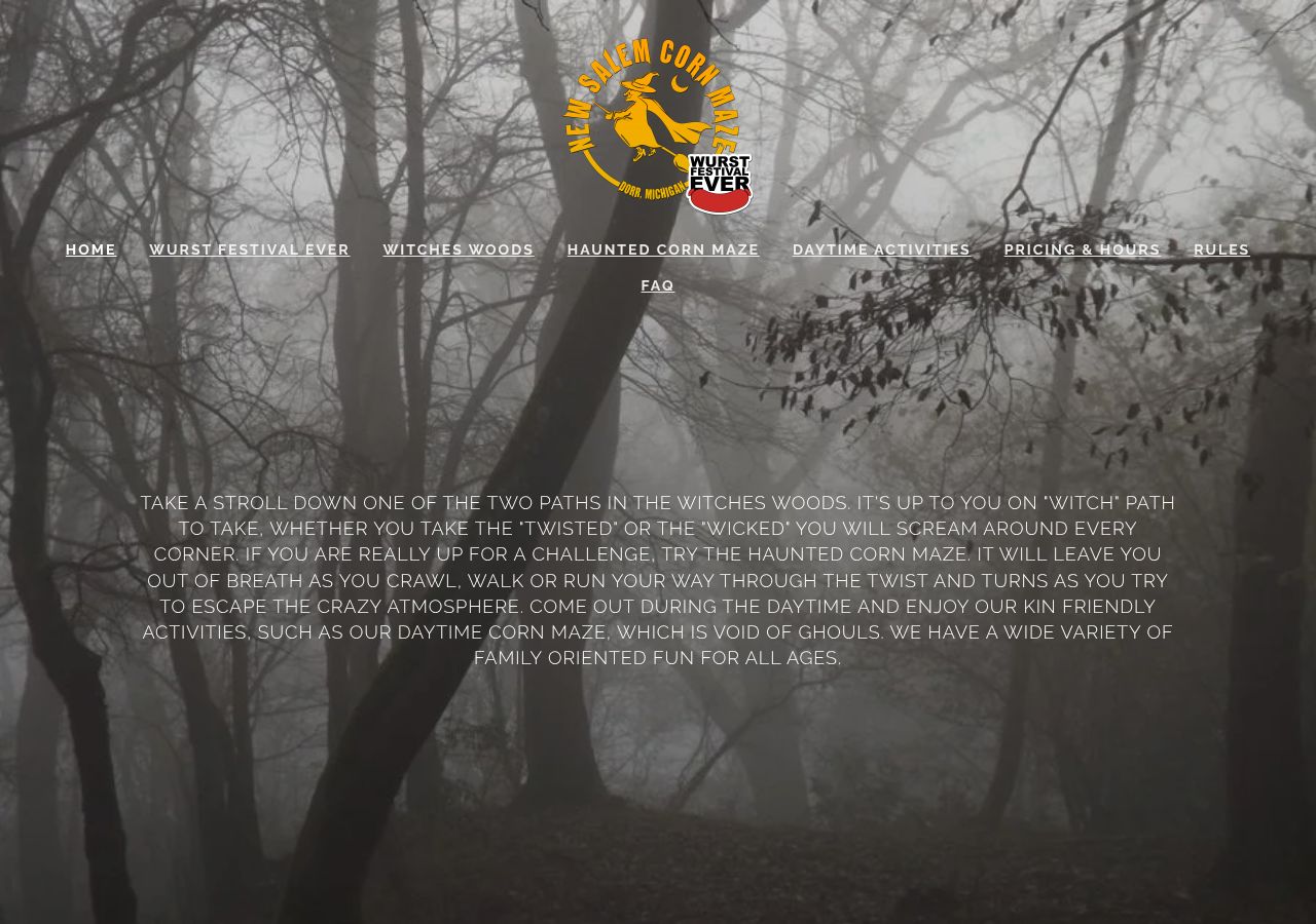 Homepage snapshot of New Salem Corn Maze