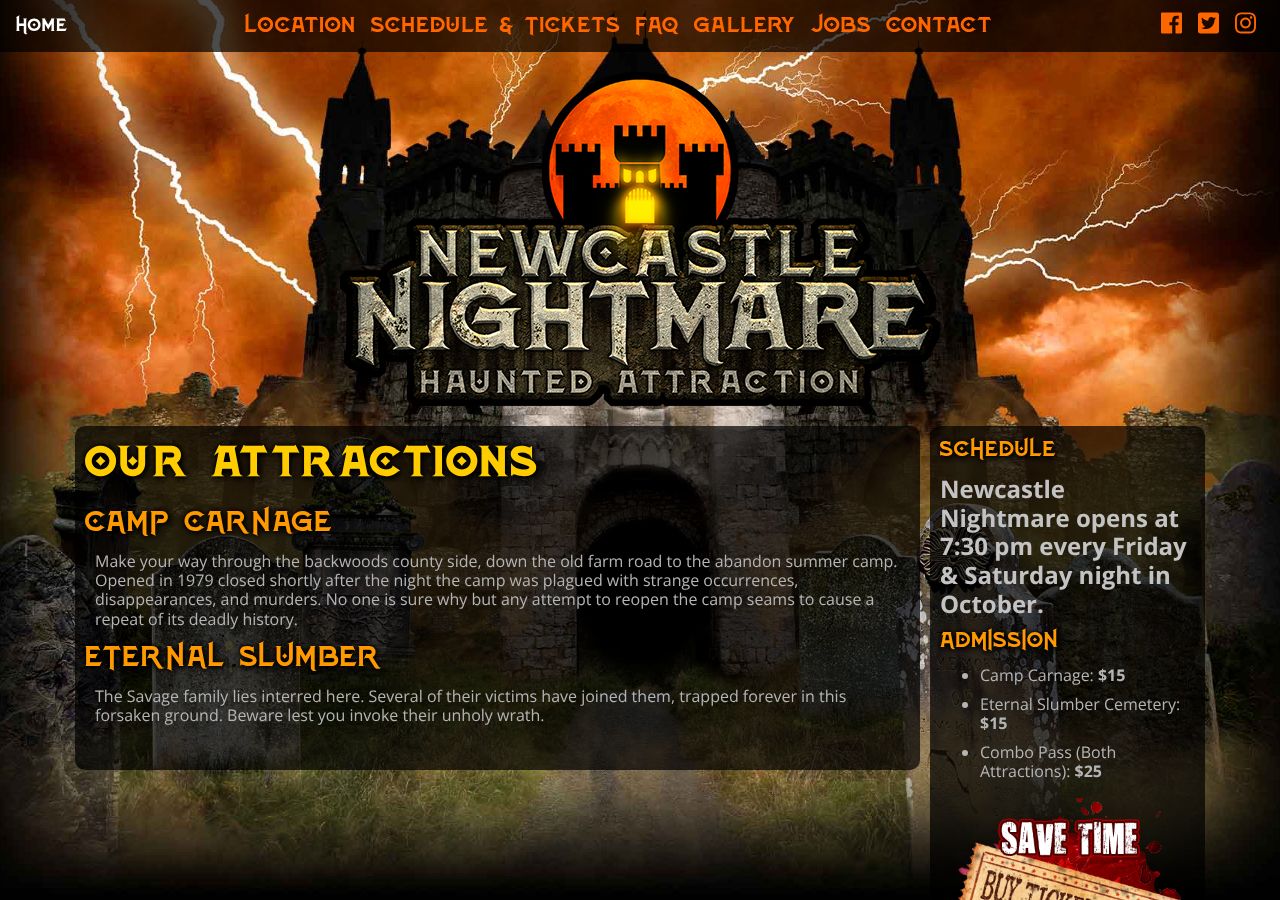 Homepage snapshot of Newcastle Nightmare