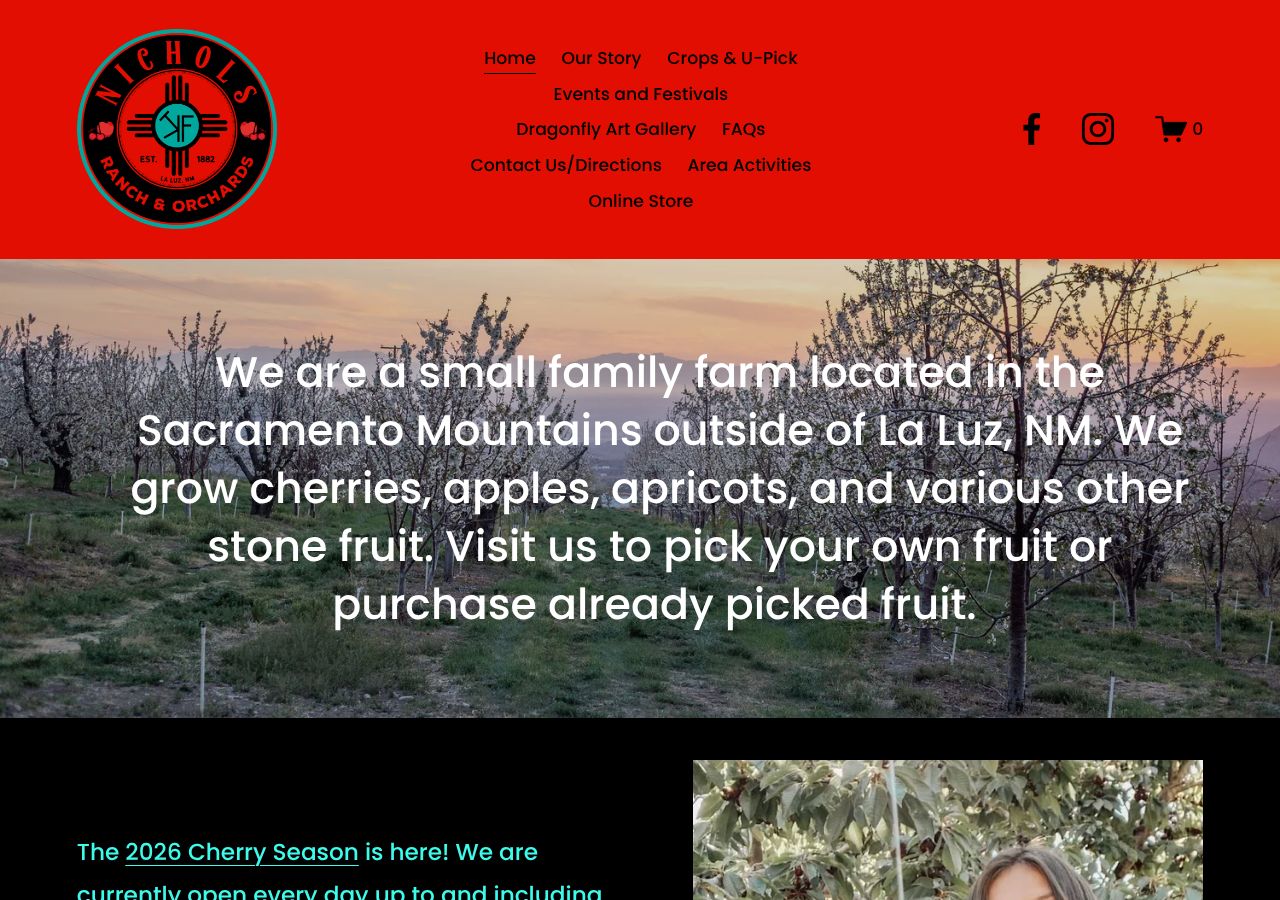 Homepage snapshot of Nichols Ranch and Orchards
