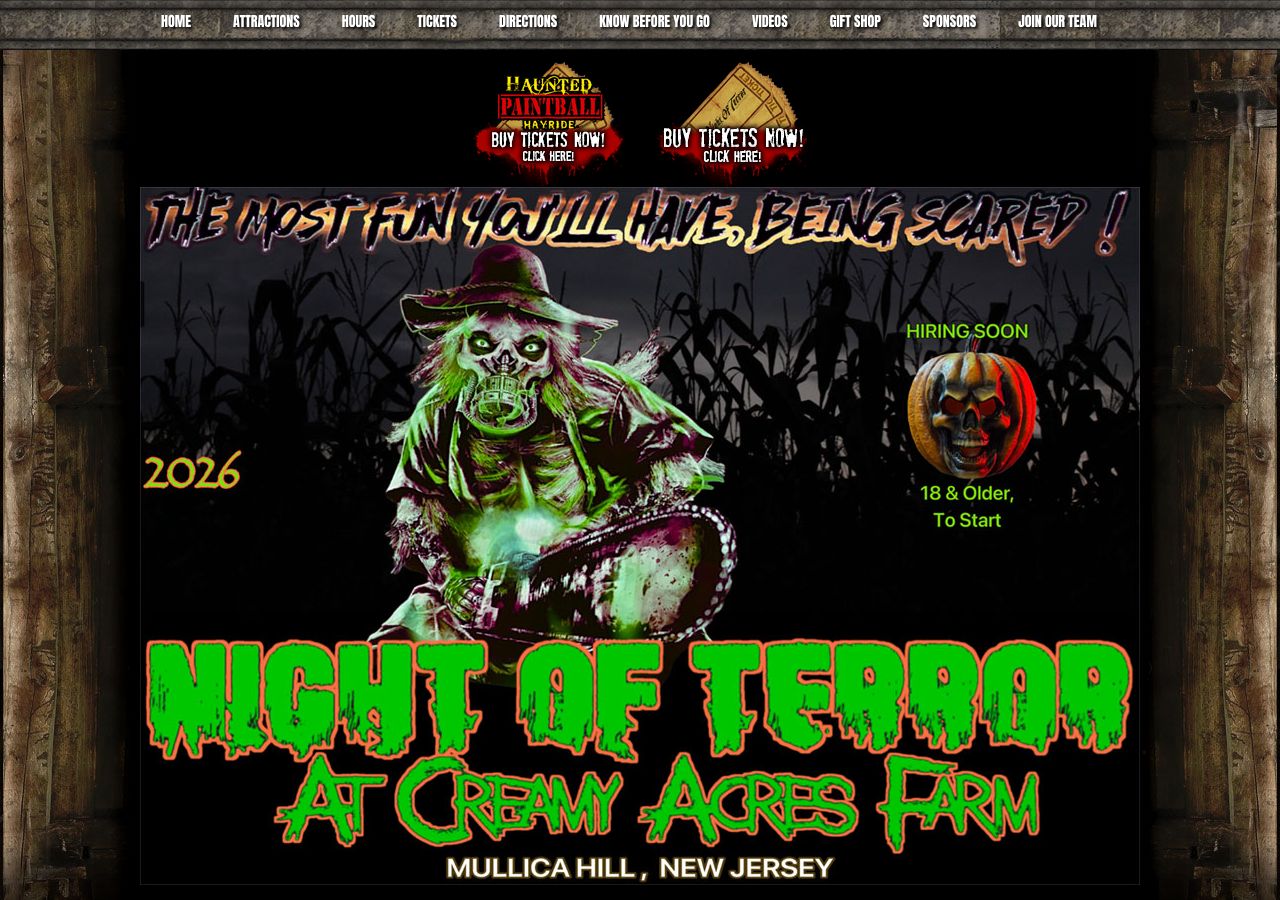 Homepage snapshot of Night of Terror