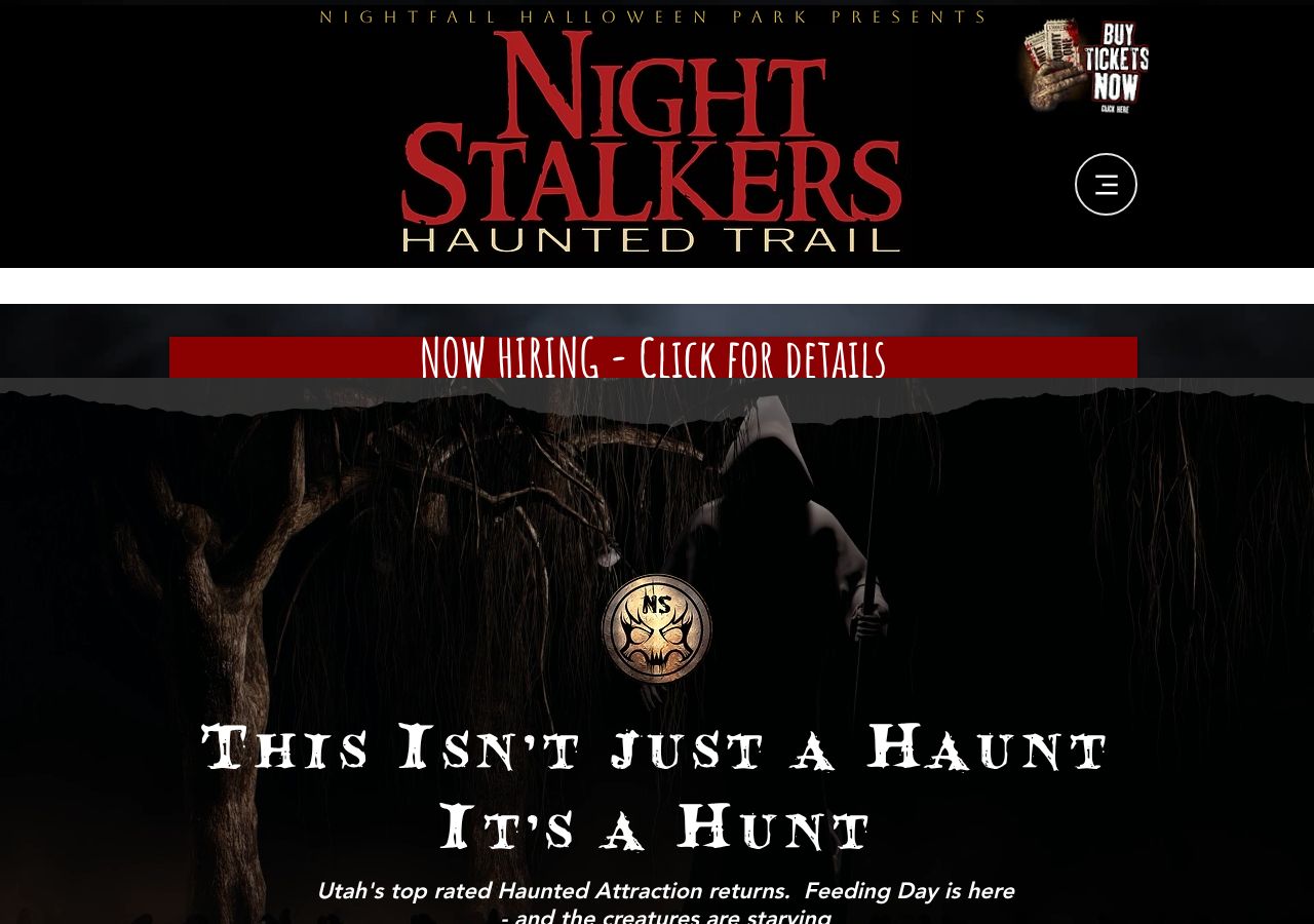 Homepage snapshot of Night Stalkers Haunted Trail