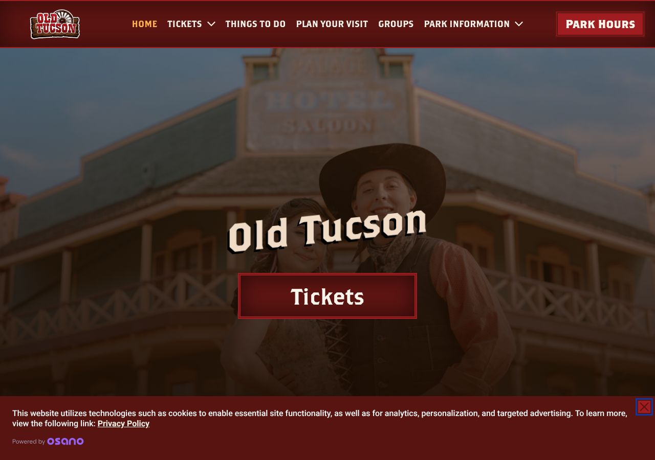 Homepage snapshot of Nightfall at Old Tucson