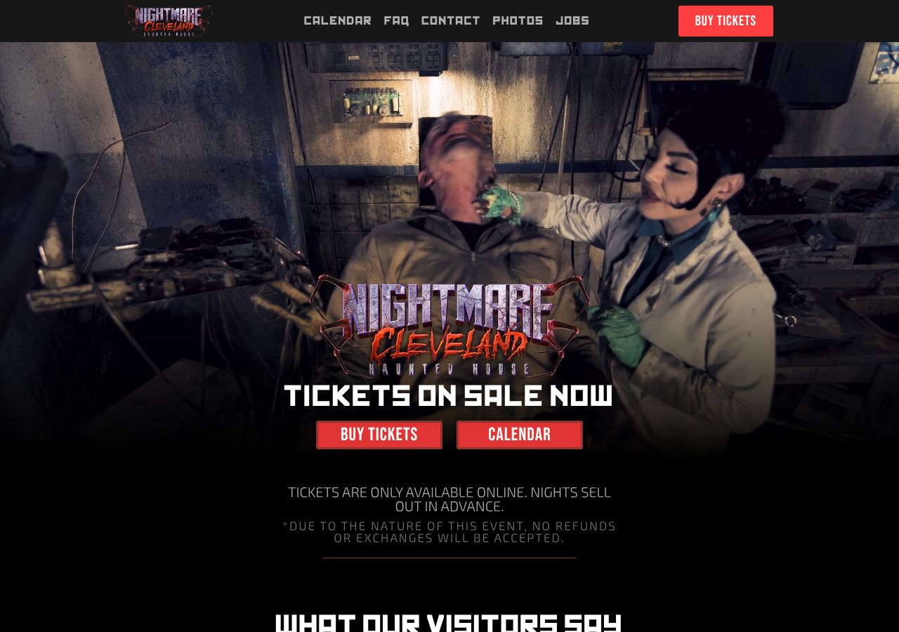 Homepage snapshot of Nightmare Cleveland Haunted House