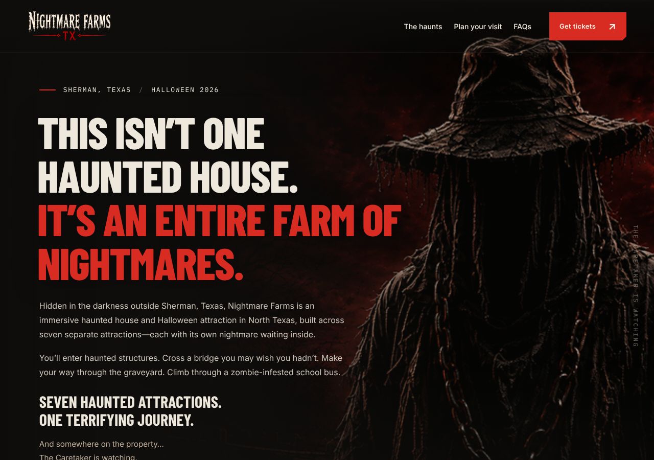 Homepage snapshot of Nightmare Farms Tx