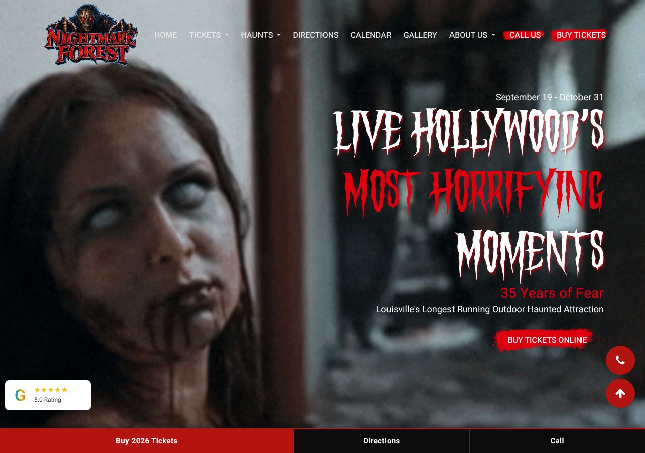 Homepage snapshot of Nightmare Forest