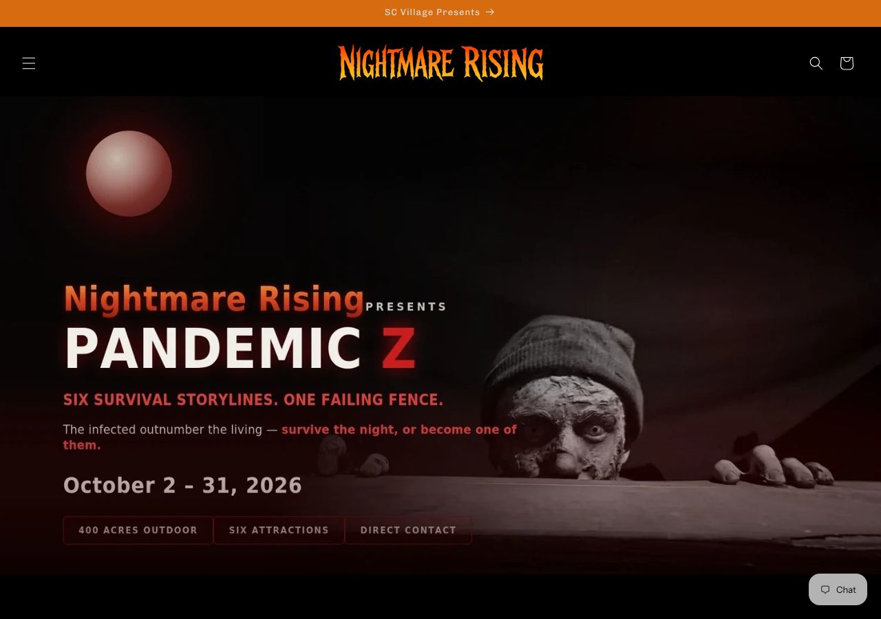 Homepage snapshot of Nightmare Rising - Extreme Haunt
