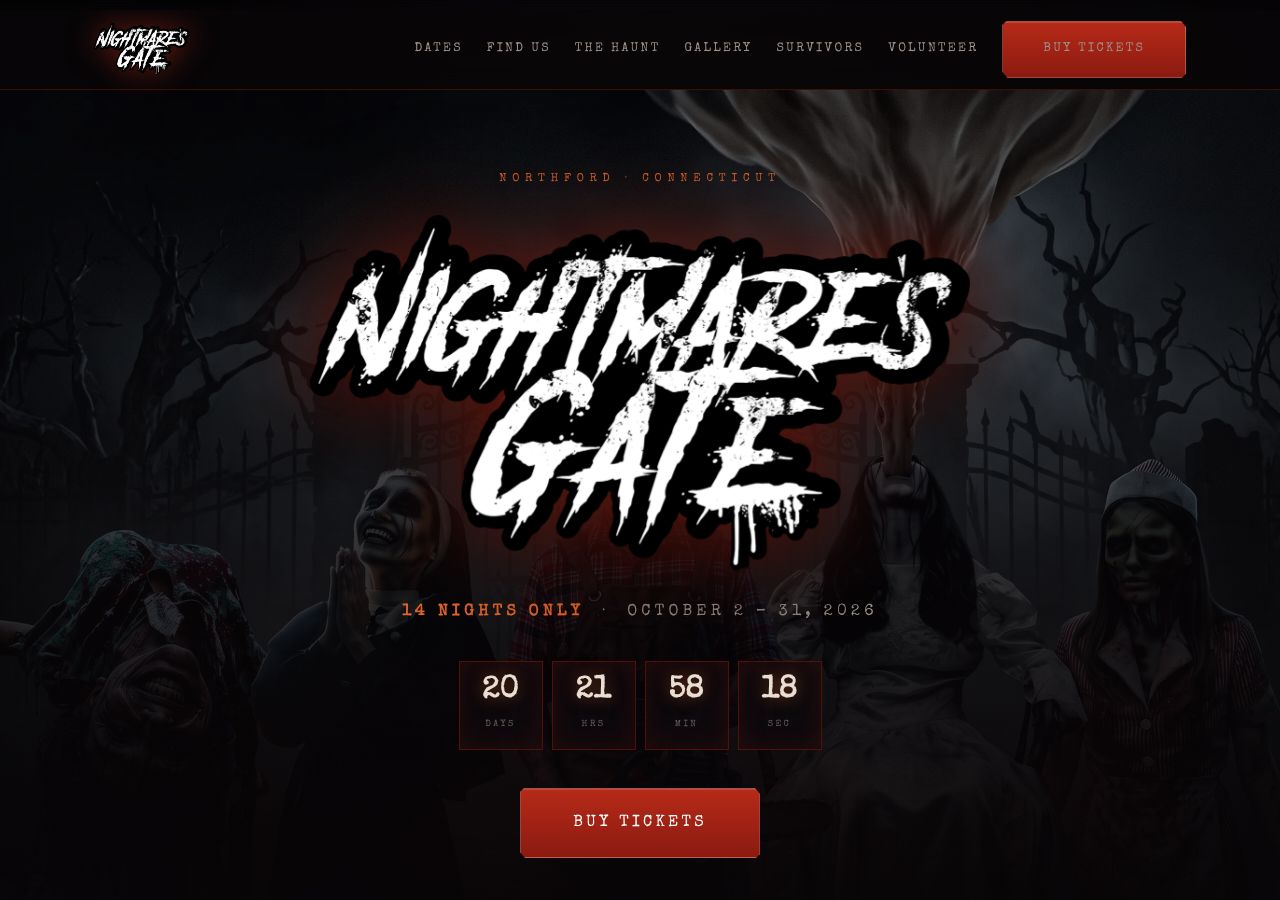 Homepage snapshot of Nightmare's Gate
