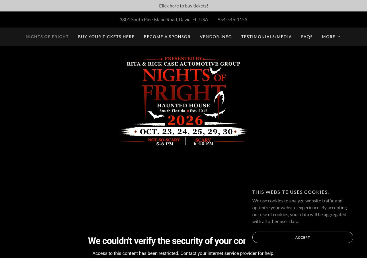 Homepage snapshot of Nights of Fright Haunted House