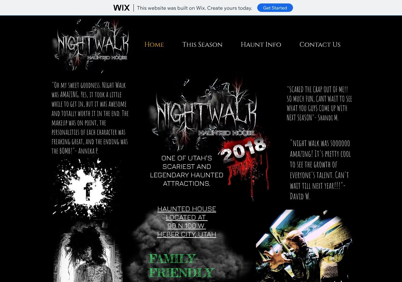 Homepage snapshot of NightWalk Utah