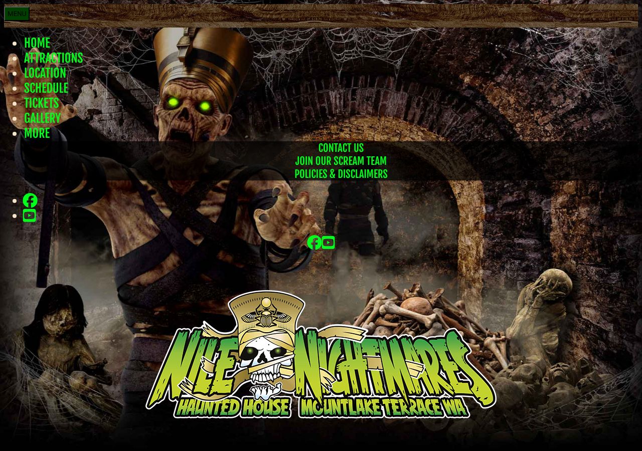 Homepage snapshot of Nile Nightmares Haunted House