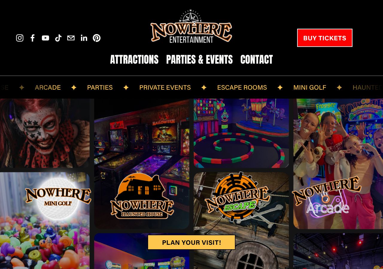Homepage snapshot of Nowhere Entertainment