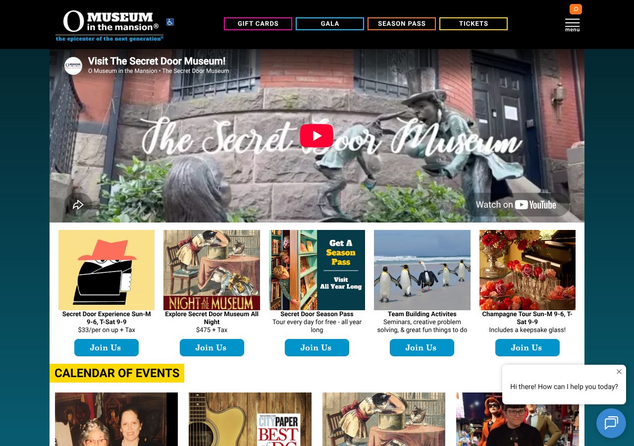 Homepage snapshot of O Museum in The Mansion