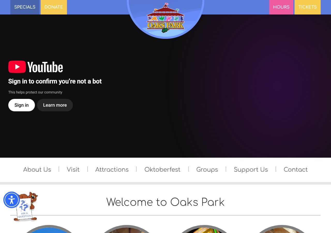 Homepage snapshot of Oaks Amusement Park