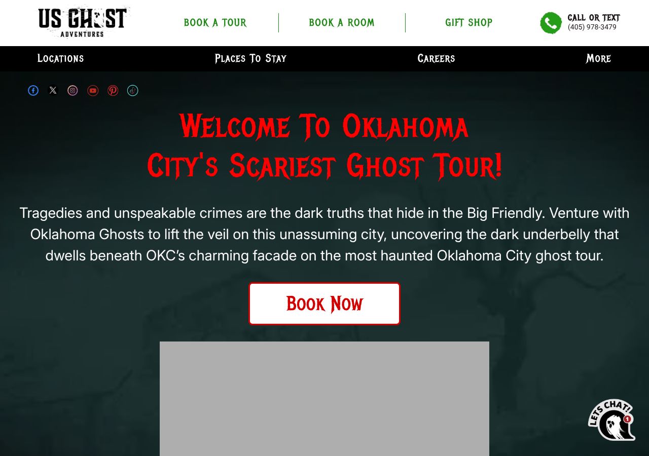Homepage snapshot of Oklahoma City Ghosts: Ghost Tours and Haunted Pub Crawls