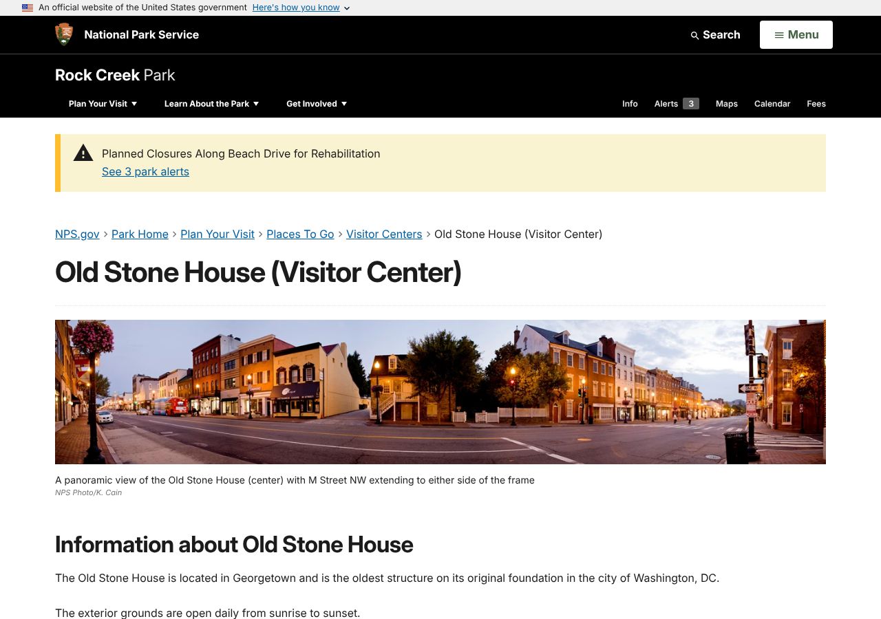 Homepage snapshot of Old Stone House
