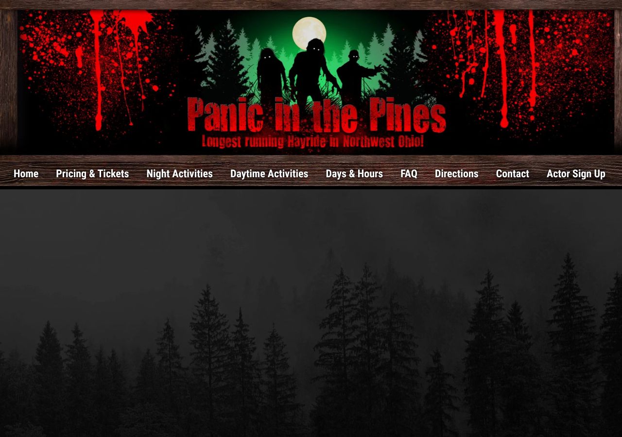 Homepage snapshot of Panic in the Pines by Bowlander Farm