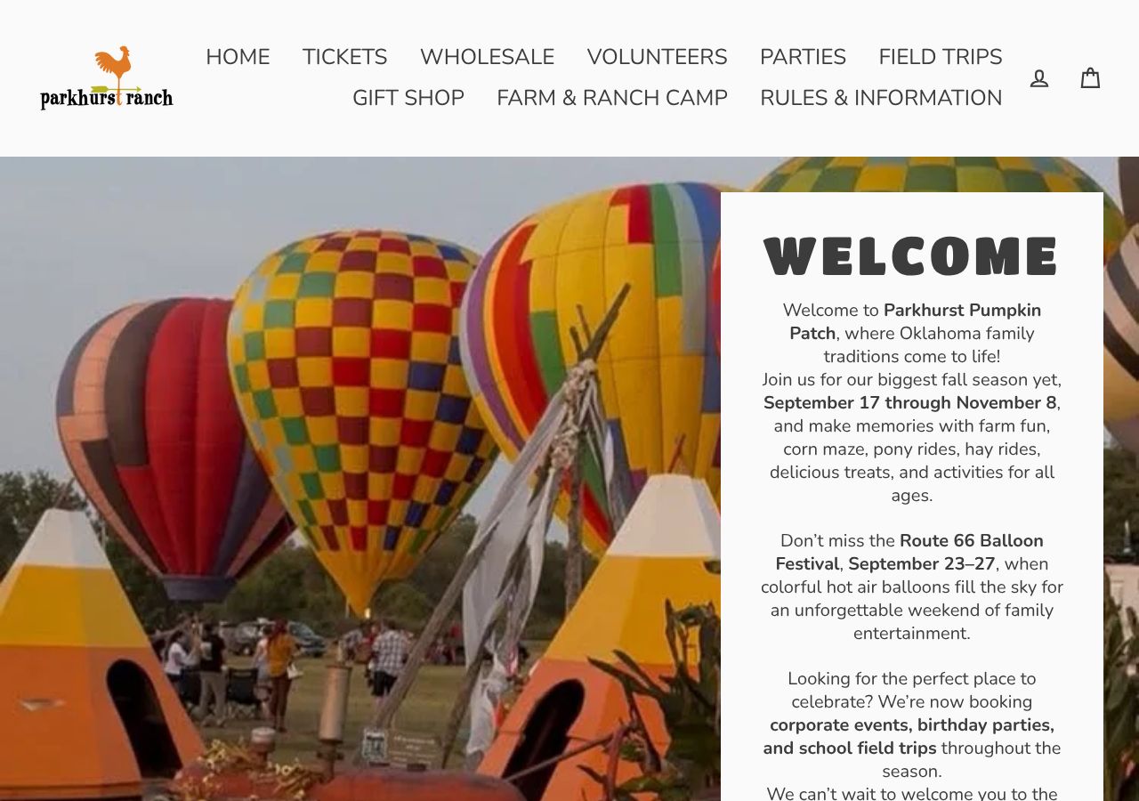Homepage snapshot of Parkhurst Pumpkin Patch