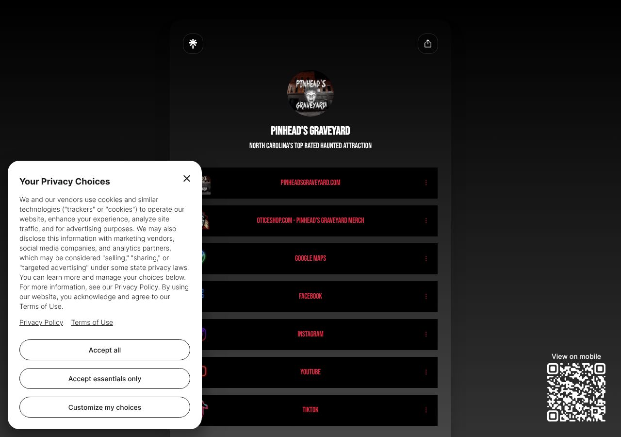 Homepage snapshot of Pinhead's Graveyard