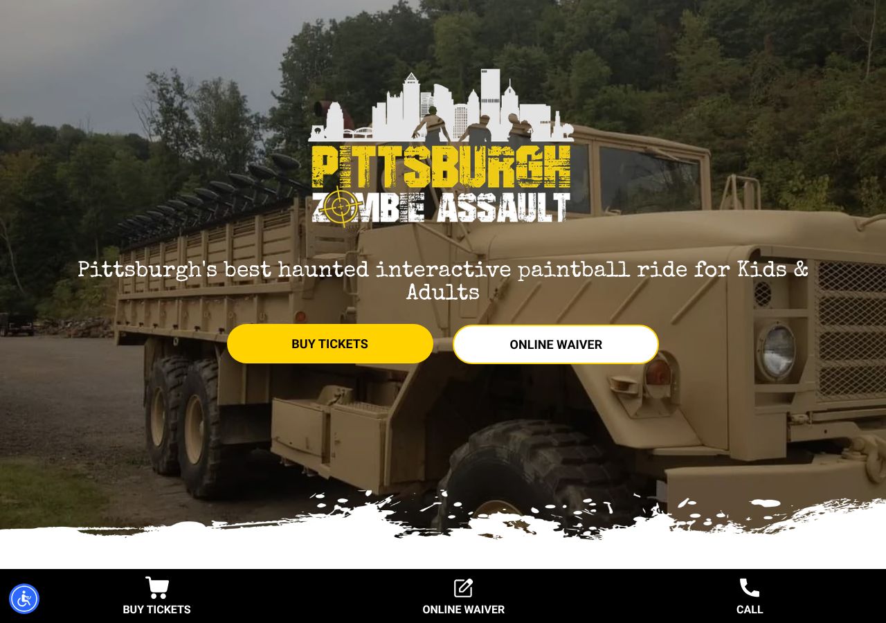 Homepage snapshot of Pittsburgh Zombie Assault