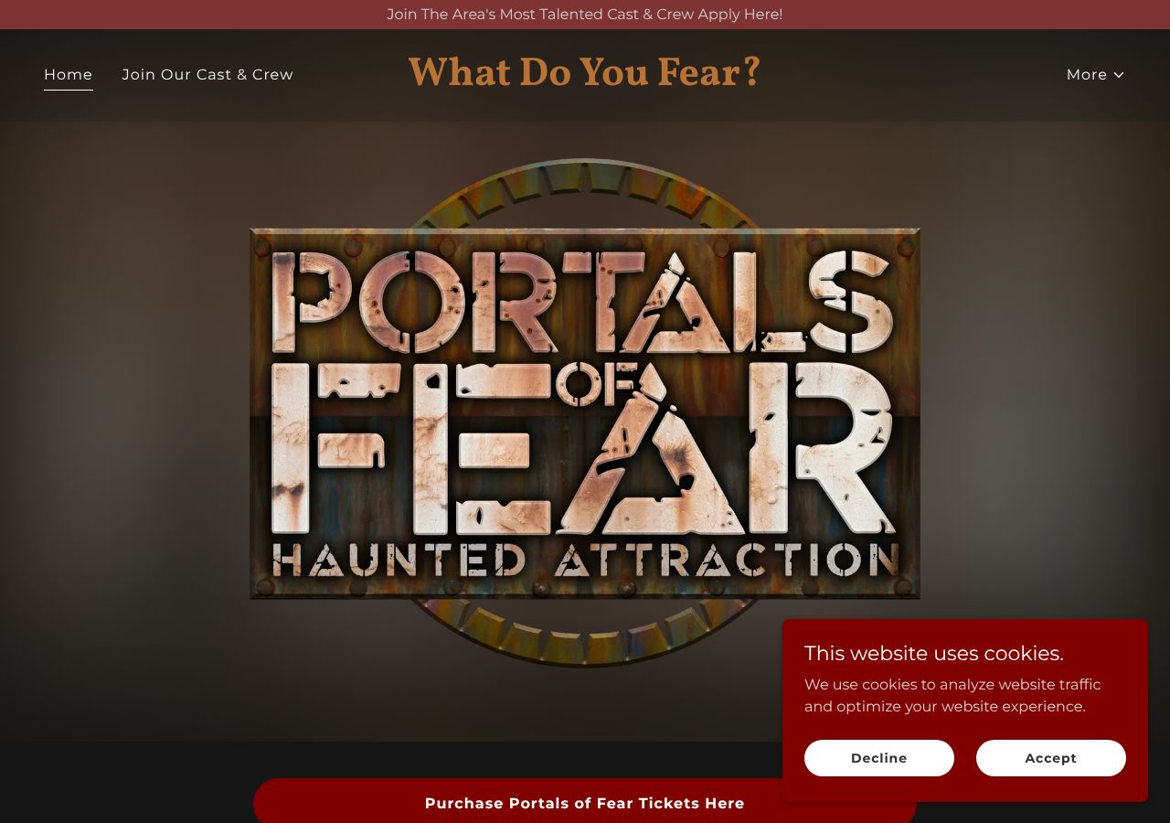 Homepage snapshot of Portals of Fear Haunted Attraction