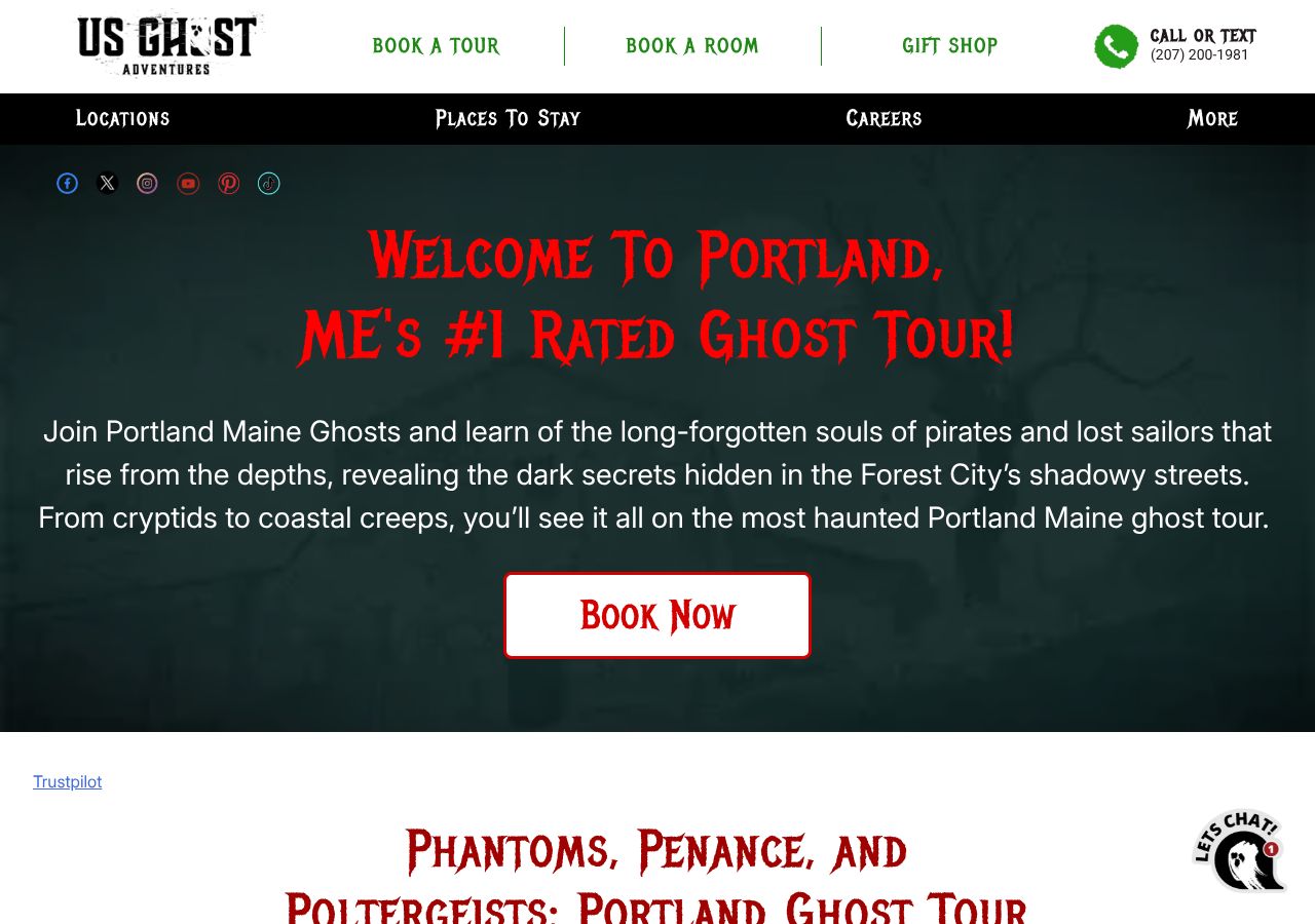 Homepage snapshot of Portland Ghost Tours