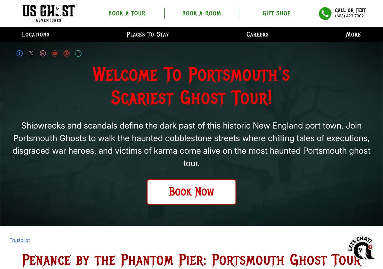Homepage snapshot of Portsmouth Haunts: Ghost Tours and Haunted Pub Crawls