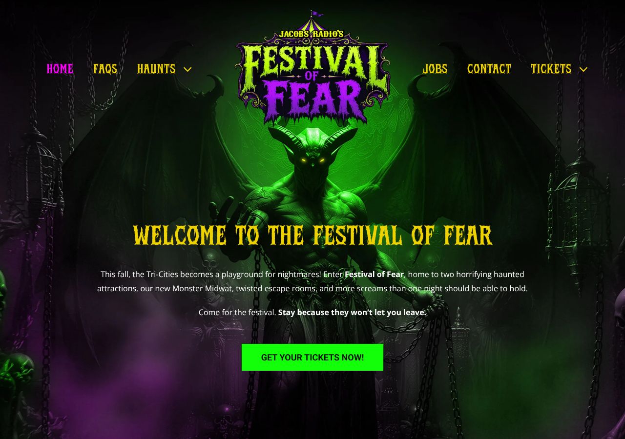 Homepage snapshot of Pure Evil Haunted House
