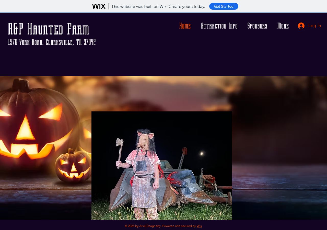 Homepage snapshot of R&P Haunted Farm