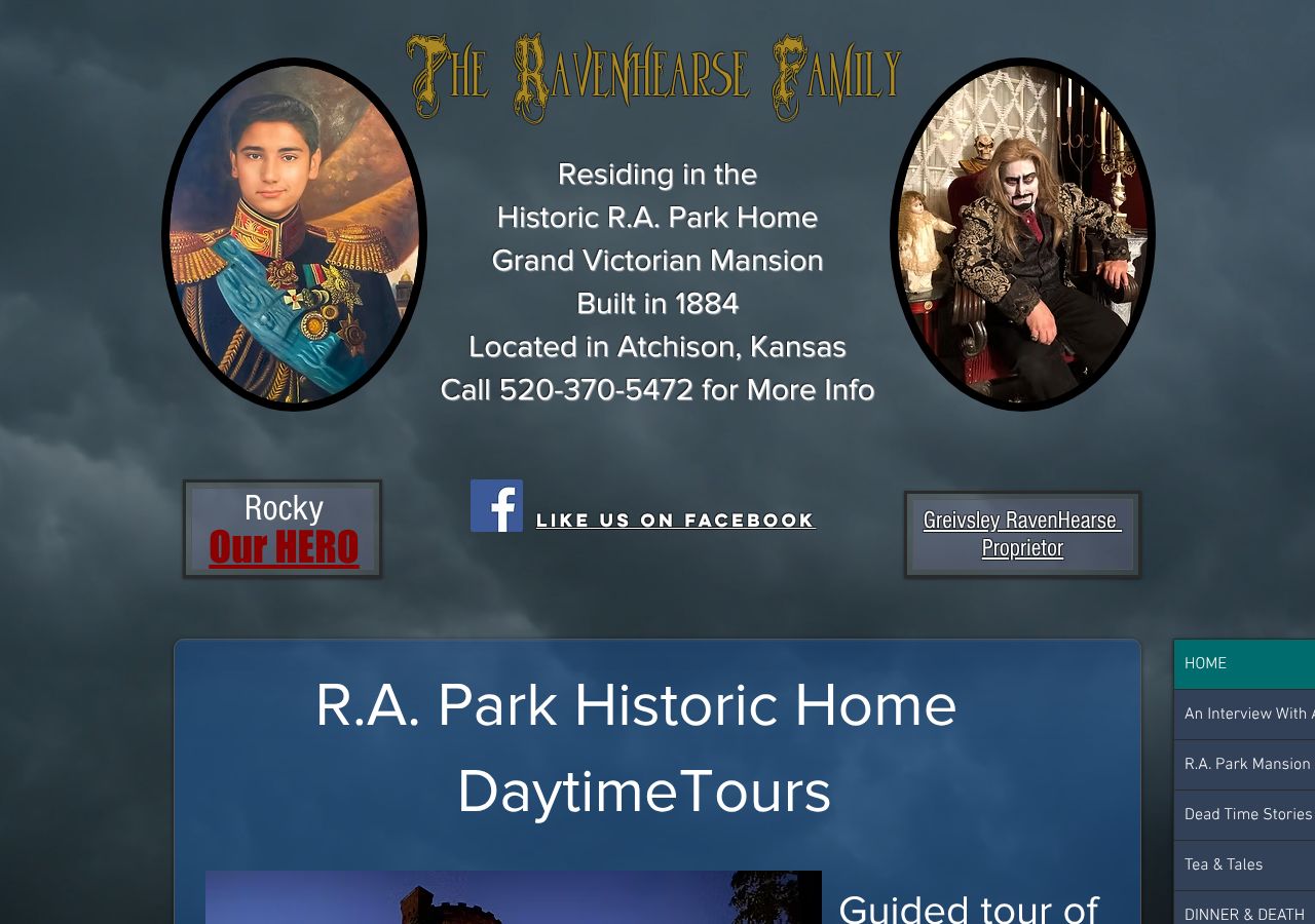 Homepage snapshot of RavenHearse Manor