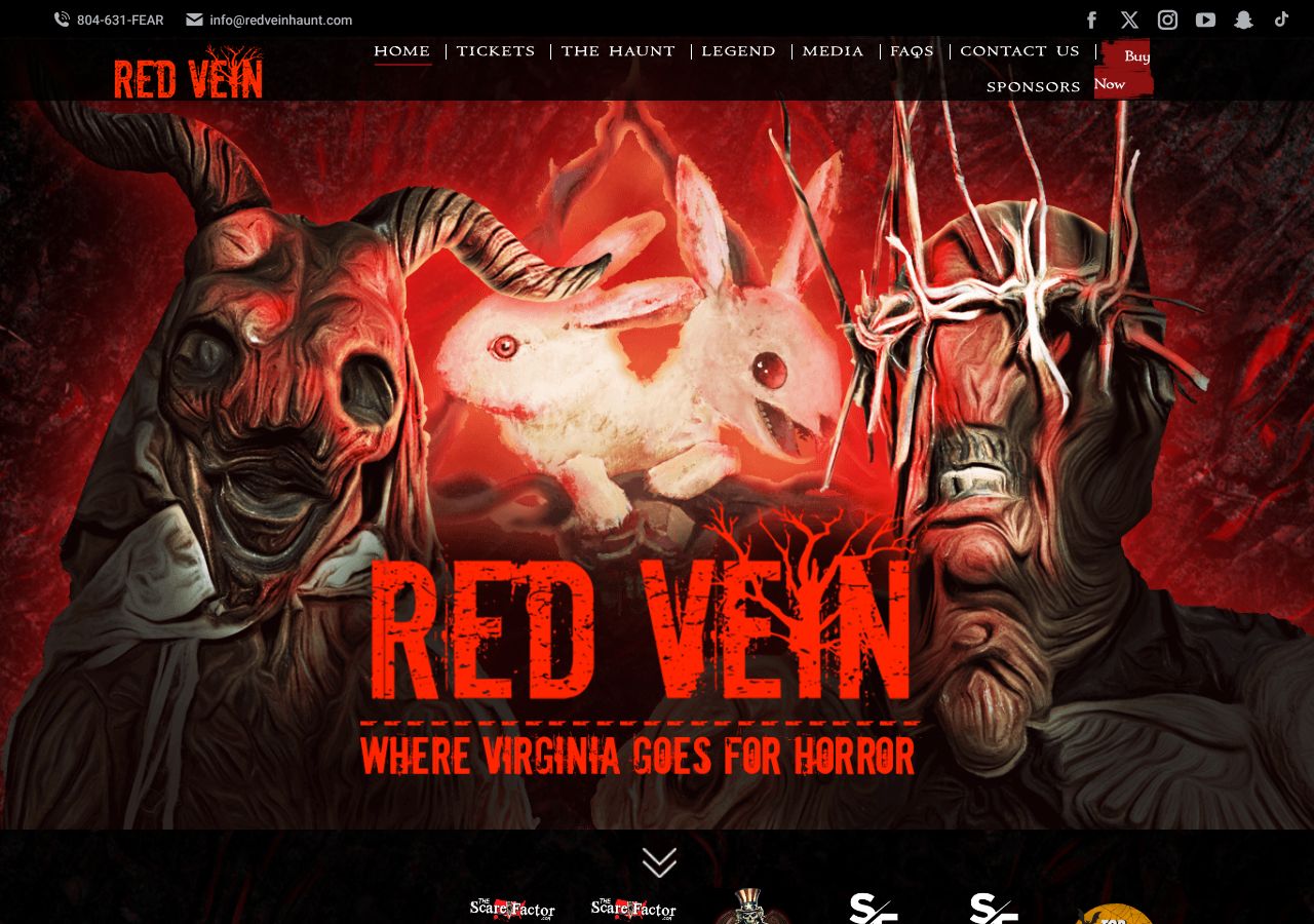 Homepage snapshot of RED VEIN Haunt