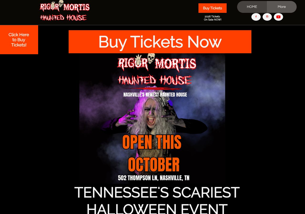 Homepage snapshot of Rigor Mortis Haunted House
