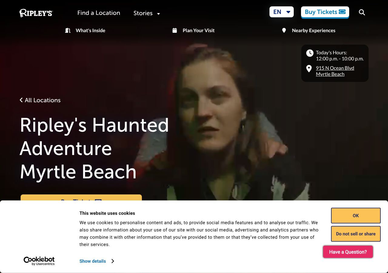Homepage snapshot of Ripley's Haunted Adventure
