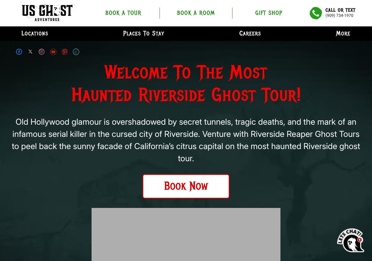 Homepage snapshot of Riverside Reaper Ghost Tours & Haunted Pub Crawls