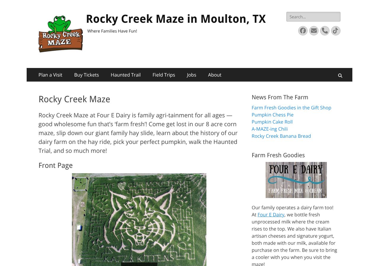 Homepage snapshot of Rocky Creek Maze