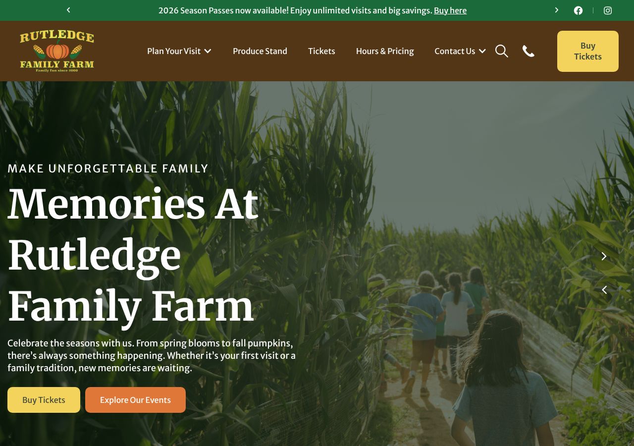 Homepage snapshot of Rutledge Family Farm
