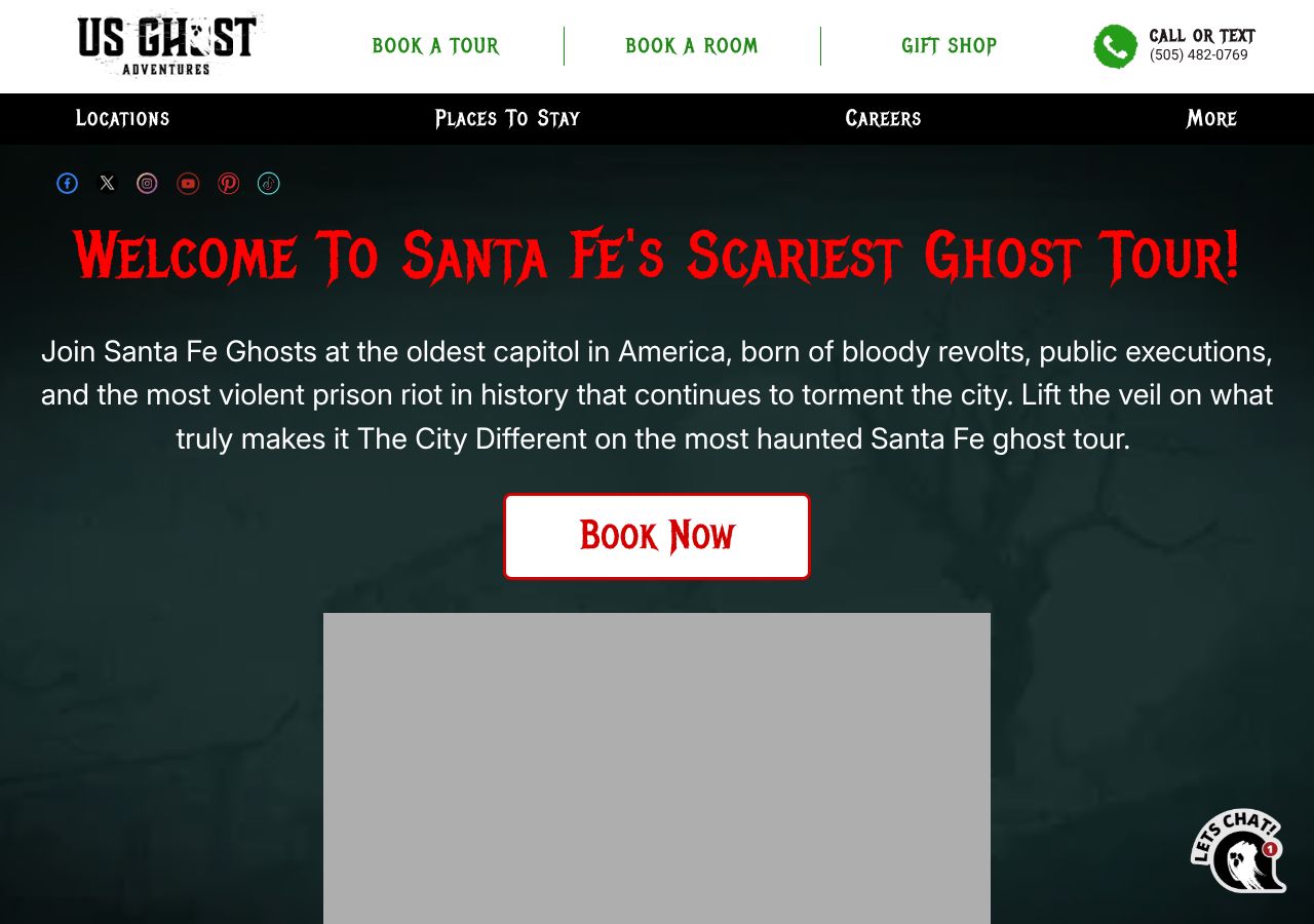 Homepage snapshot of Santa Fe Ghost Tours & Haunted Pub Crawls
