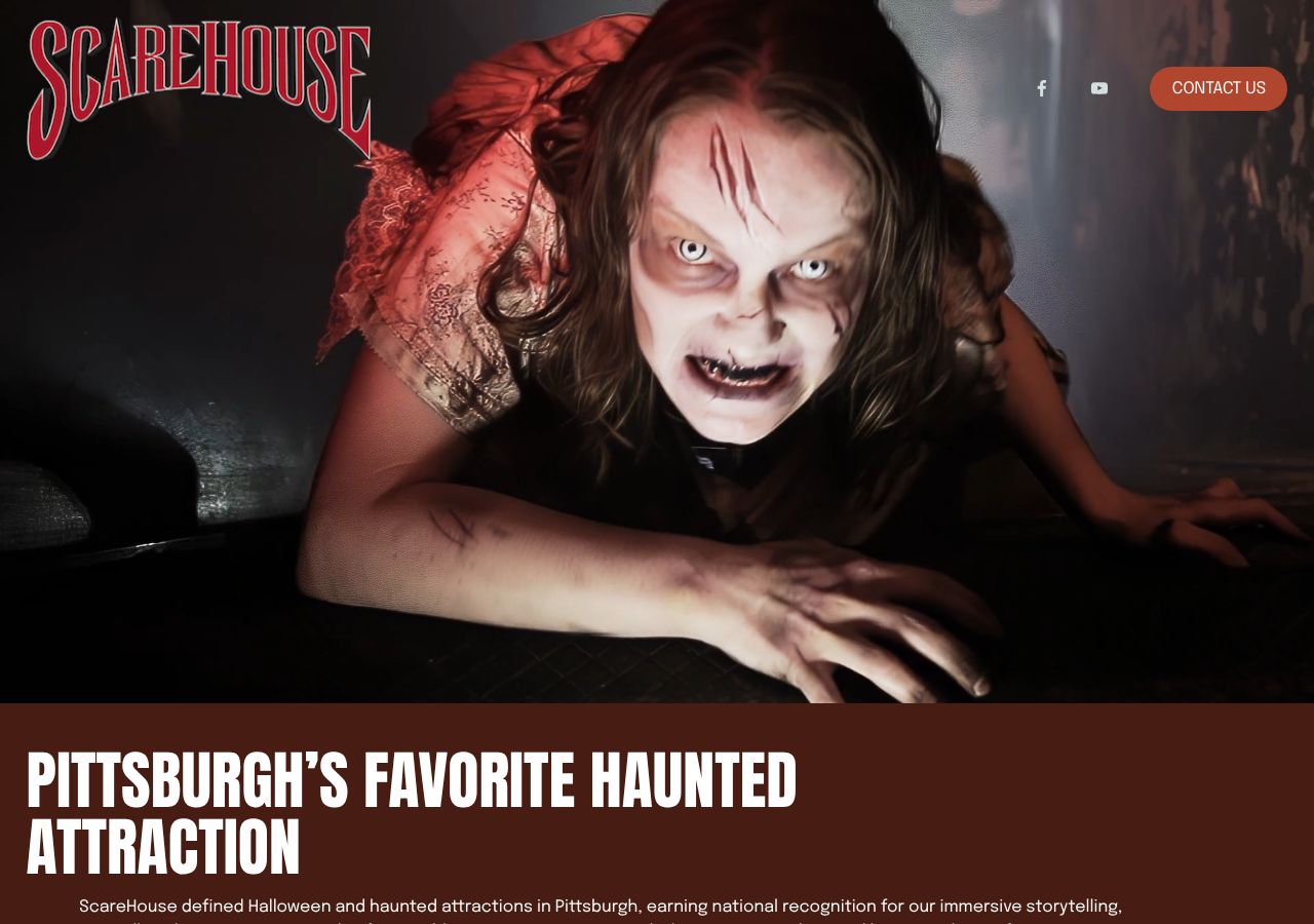 Homepage snapshot of ScareHouse