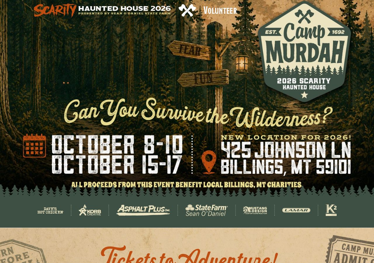 Homepage snapshot of Scarity Haunted House
