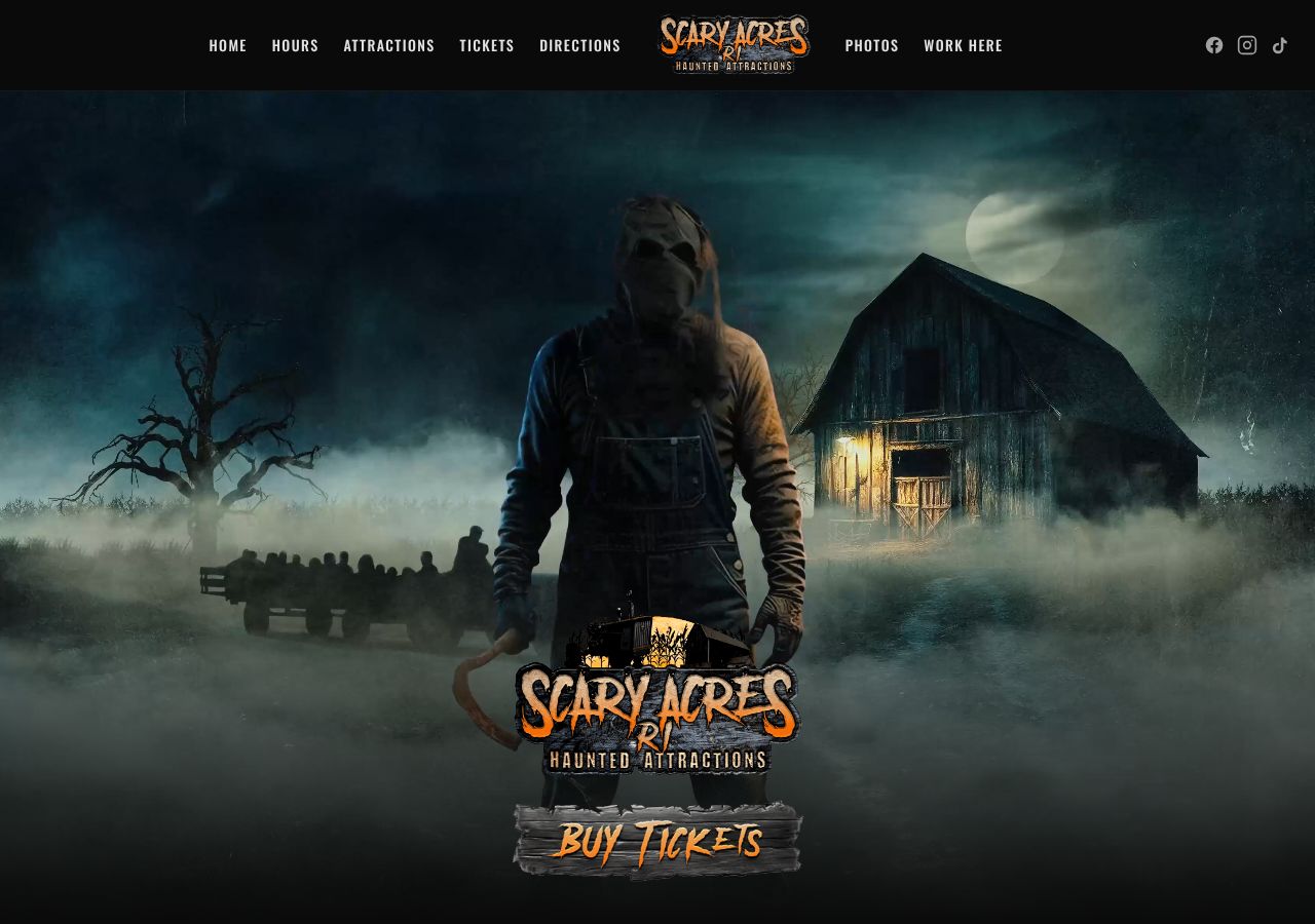 Homepage snapshot of Scary Acres RI