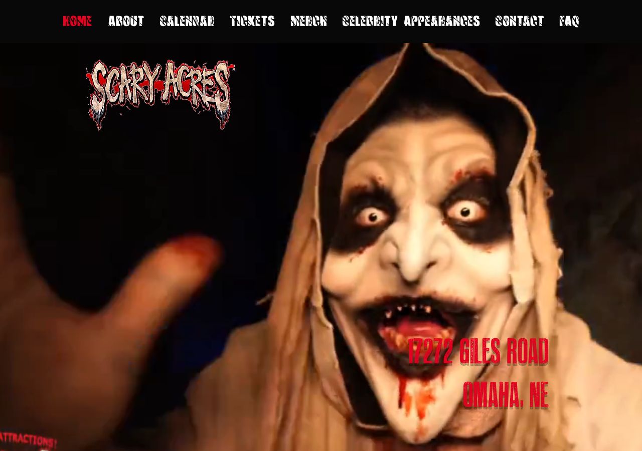 Homepage snapshot of Scary Acres - The Ultimate Haunted Attractions | Rated #1 Haunt in Nebraska