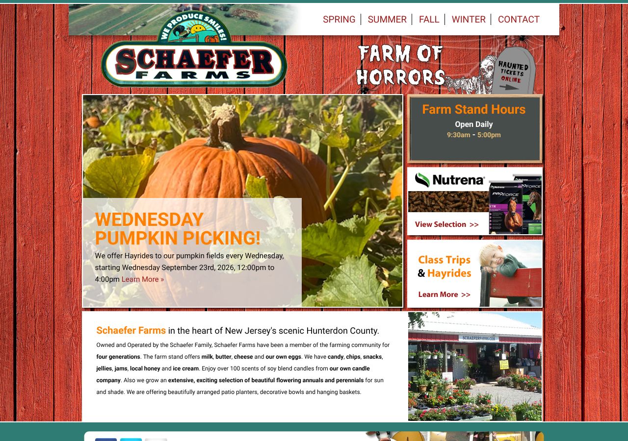 Homepage snapshot of Schaefer Farms