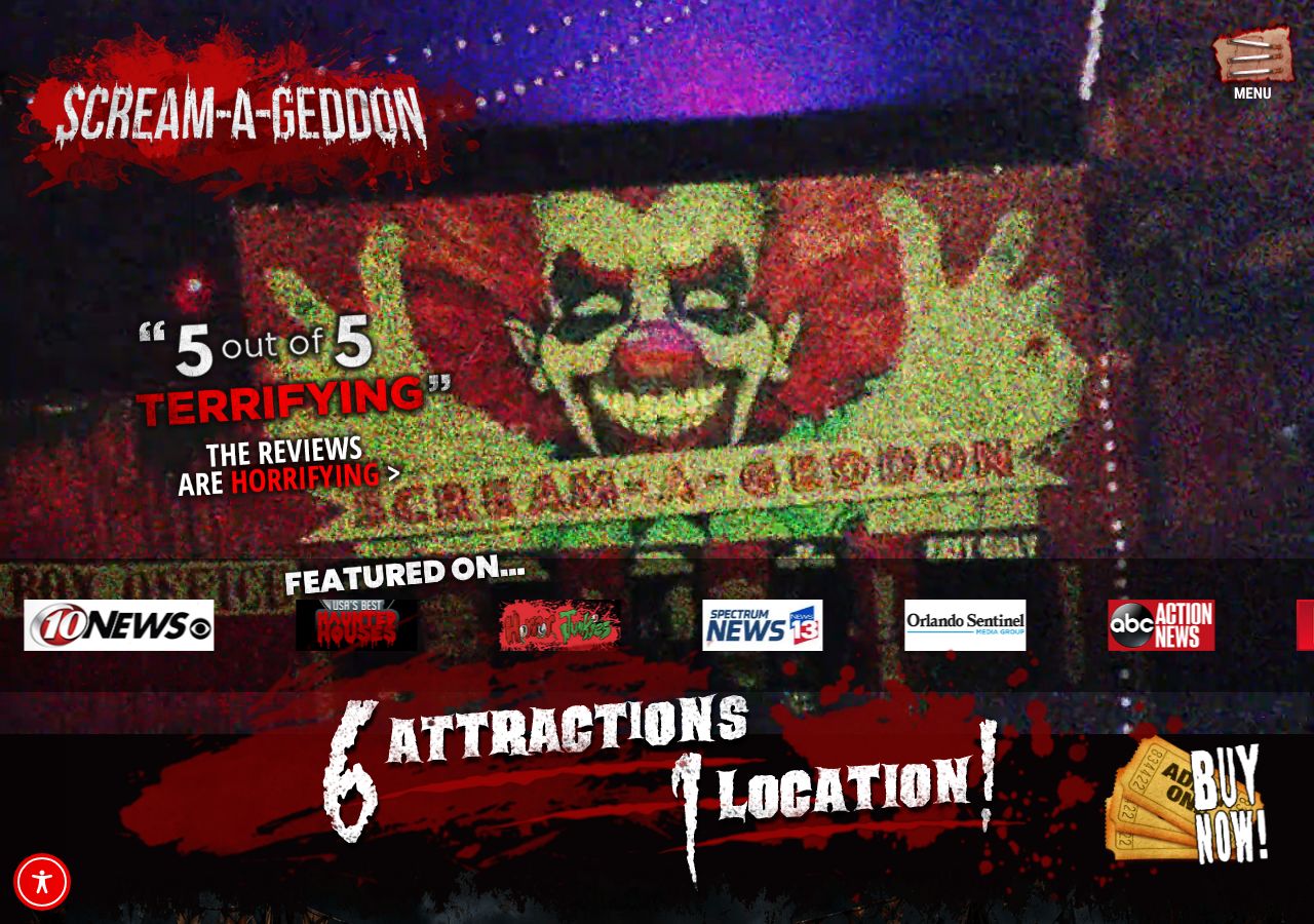 Homepage snapshot of Scream-A-Geddon Horror Park