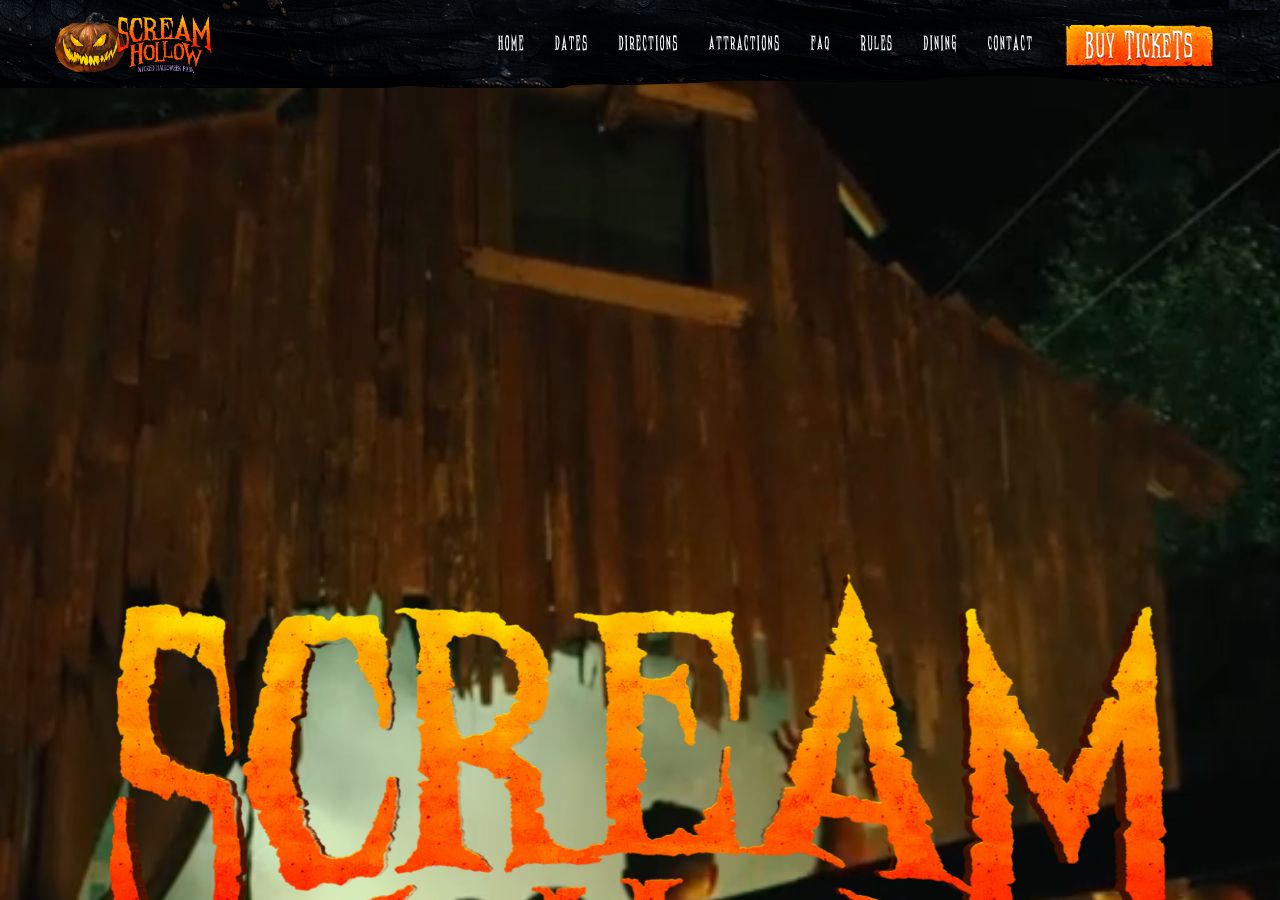Homepage snapshot of Scream Hollow