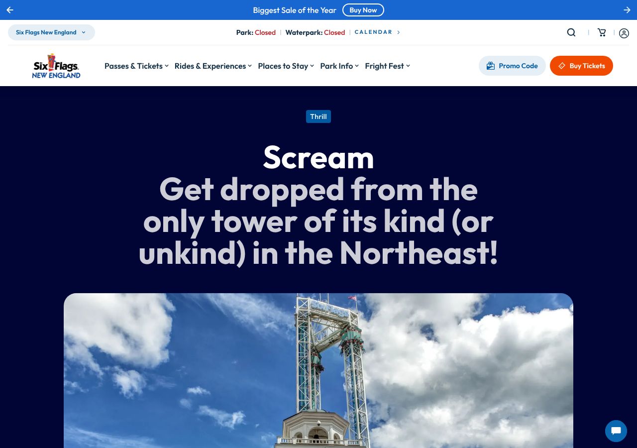 Homepage snapshot of Scream