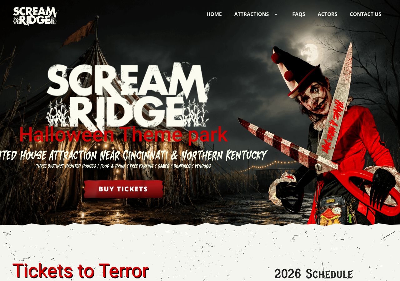 Homepage snapshot of Scream Ridge